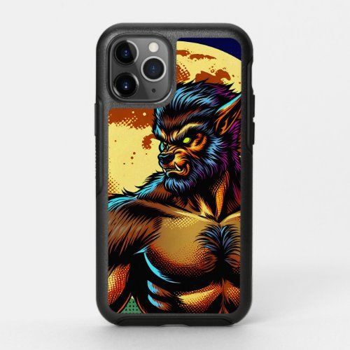 Comic Book Style Werewolf in Front of Full Moon OtterBox Symmetry iPhone 11 Pro Case