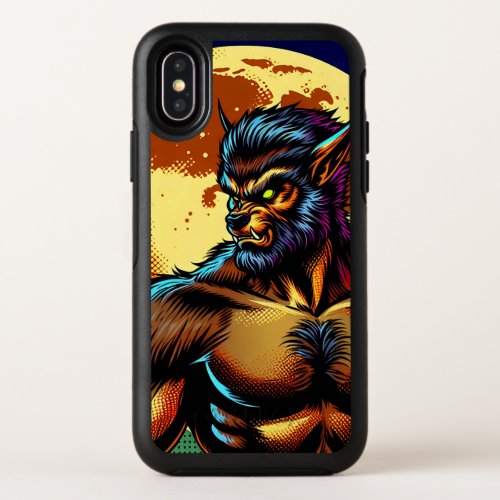 Comic Book Style Werewolf in Front of Full Moon OtterBox Symmetry iPhone X Case