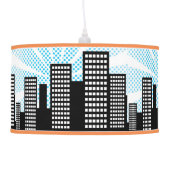 Comic Book Super Hero Boys Bedroom Decor Blue City Pendant Lamp (Left)