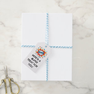Comic book Super Hero gift favor tags