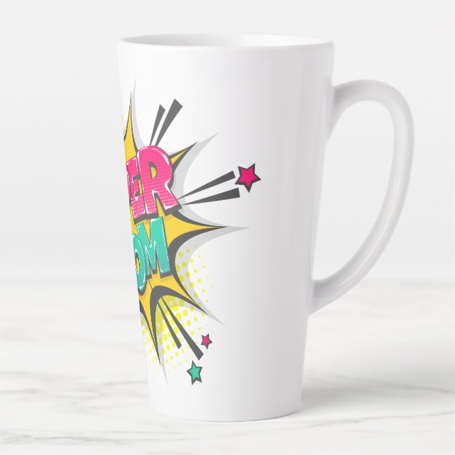 Comic Book Super Mom Latte Mug (Right)