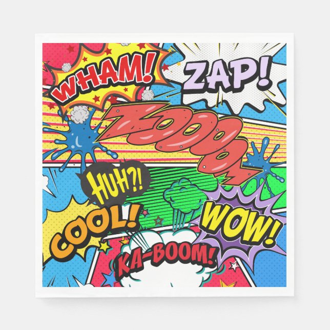 Comic Book Superhero Birthday Boy Napkins (Front)