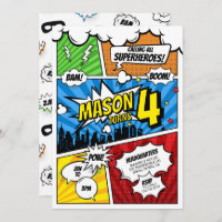 Comic Book Superhero Birthday Invitation