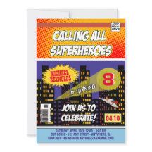 Comic Book Superhero Birthday Invitations