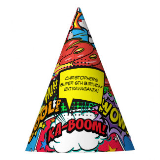 Comic Book Superhero Birthday Party Custom Party Hat