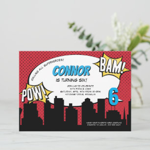 Comic Book Superhero Birthday Party Invitation