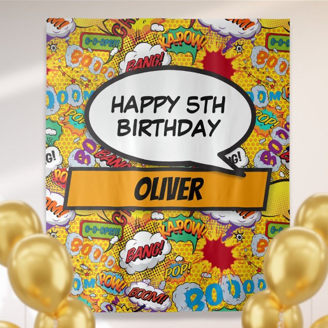 Comic Book Superhero Birthday Party Photo Backdrop (Comic Book Superhero Birthday Party Photo Backdrop)