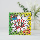Comic Book Superhero Birthday Party Photo Card (Standing Front)
