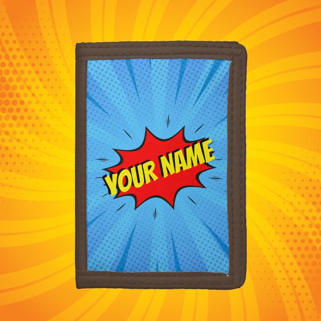 Comic Book Superhero Blue Red Yellow Custom Trifold Wallet (Creator Uploaded)