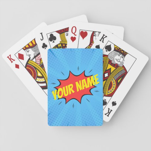 Comic Book Superhero Blue Red Yellow Playing Cards