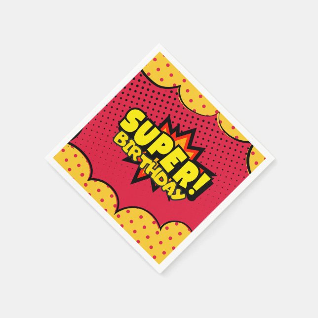 Comic book superhero boy birthday  napkins (Corner)