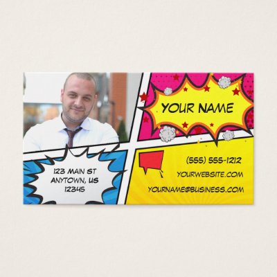 Vintage Comic Book Yellow Halftone Business Card Zazzle