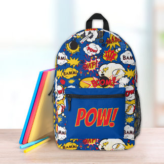 Comic Book Superhero Custom Initials or Text Printed Backpack