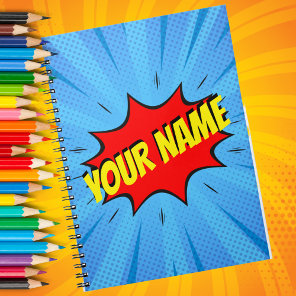 Comic Book Superhero Custom Spiral Notebook