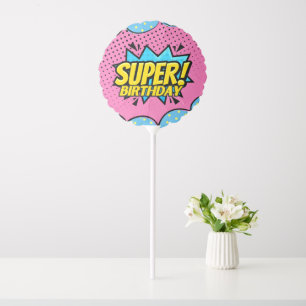 Comic book superhero girl birthday balloon