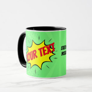 Comic Book Superhero Green Red Yellow Mug
