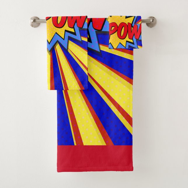 Comic Book Superhero Kapow! Bath Towel Set (Insitu)