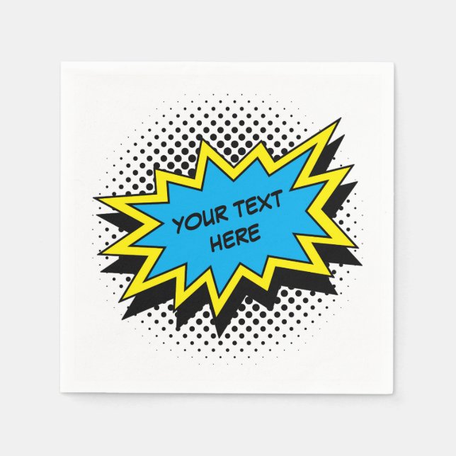 Comic Book Superhero Style Party Paper Napkins (Front)