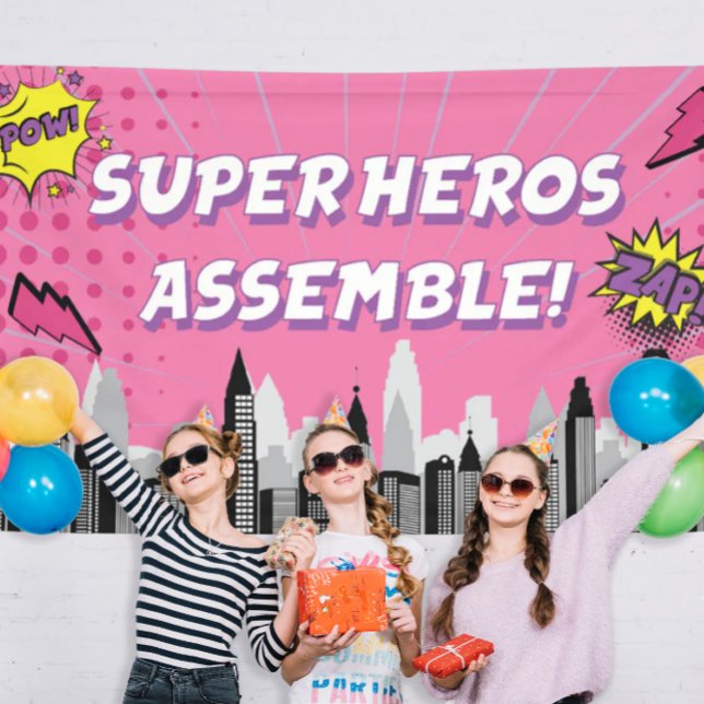 Comic Book Superhero Unique Girl's Birthday  Banner (Creator Uploaded)