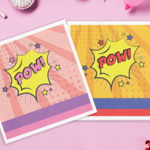 Comic Book Superhero Unique Girl's Birthday Napkins