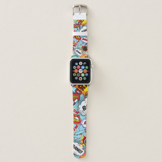 Comic Book Text & Word Bubbles Apple Watch Band (Front)
