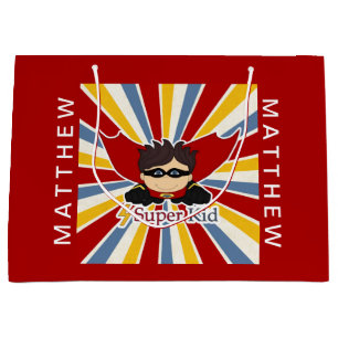 Comic Book Theme in Red for a Superhero Boy Large Gift Bag