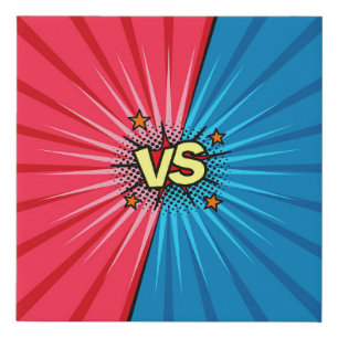 Comic book versus background, classic pop-art styl faux canvas print
