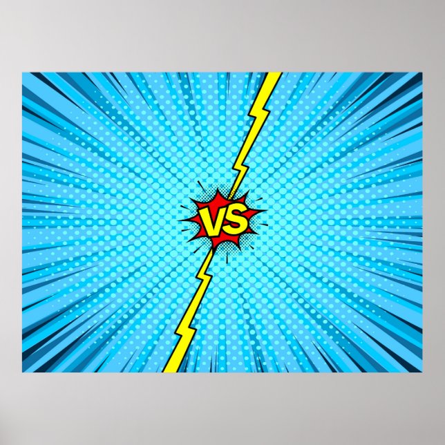 Comic book versus background, classic pop-art styl poster (Front)
