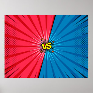 Comic book versus background, classic pop-art styl poster