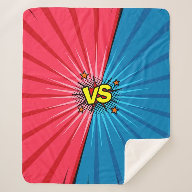 Comic book versus background, classic pop-art styl sherpa blanket (Front)