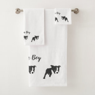 Comic Boston Terrier Boston Boy  Bath Towel Set