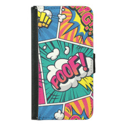 Comic Bubbles Halftone Seamless Pattern Samsung Galaxy S5 Wallet Case