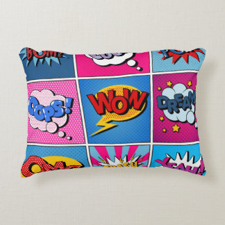 Comic Bubbles Set. Expressions Bom, Cool, Pow, Oop Accent Pillow