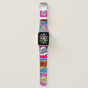 Comic Bubbles Set. Expressions Bom, Cool, Pow, Oop Apple Watch Band