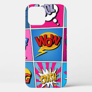 Comic Bubbles Set. Expressions Bom, Cool, Pow, Oop iPhone 12 Case