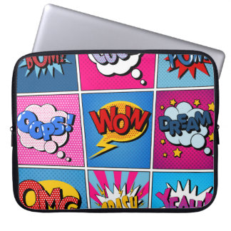 Comic Bubbles Set. Expressions Bom, Cool, Pow, Oop Laptop Sleeve