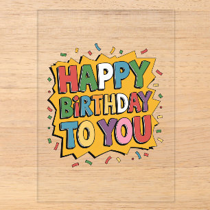 Comic Burst Happy Birthday Acrylic Invitations