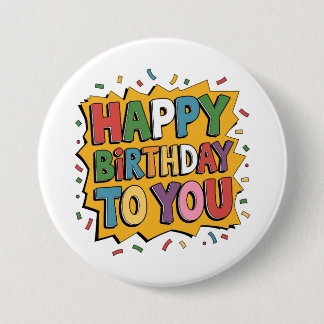 Comic Burst Happy Birthday Button