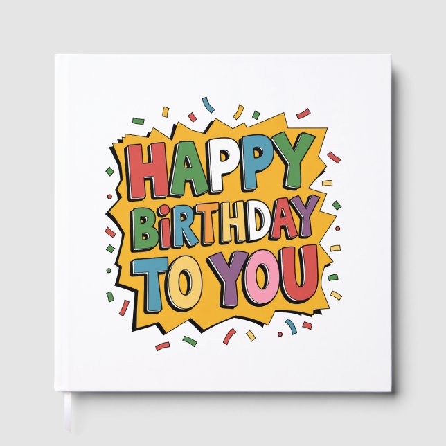 Comic Burst Happy Birthday Guest Book (Front)