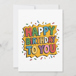 Comic Burst Happy Birthday Holiday Card