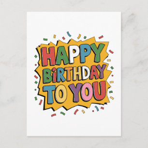 Comic Burst Happy Birthday Holiday Postcard