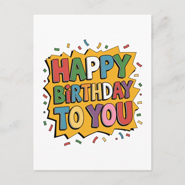 Comic Burst Happy Birthday Invitation Postcard (Front)