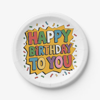 Comic Burst Happy Birthday Paper Plates