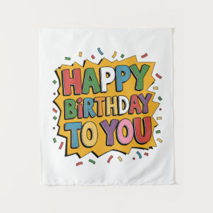 Comic Burst Happy Birthday Tapestry