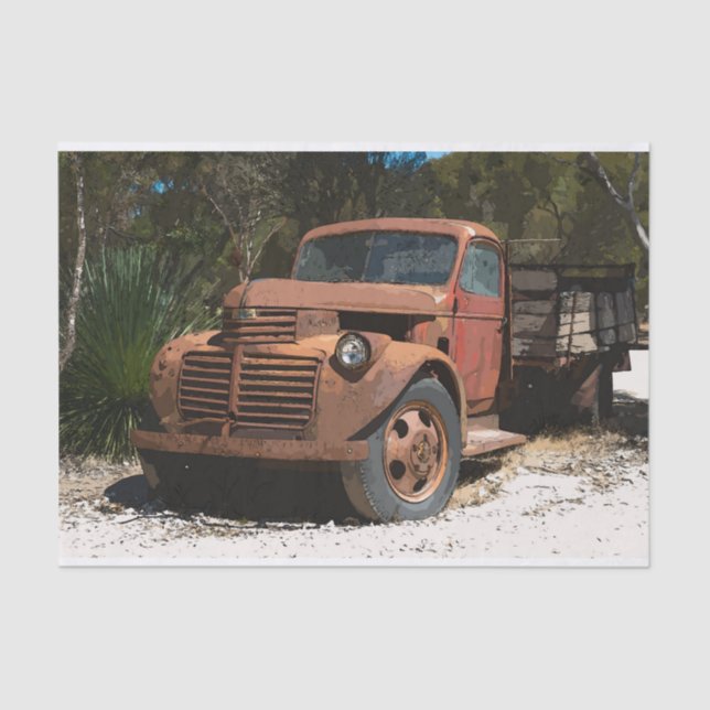 Comic Cartoon Rusty old truck outback Australia Tissue Paper (Front)