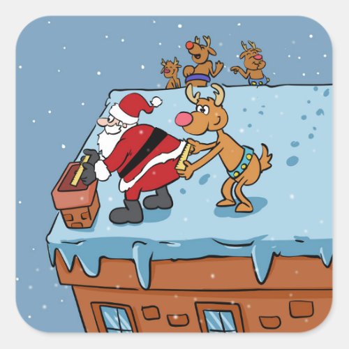 Comic cartoon Santa Claus christmas Square Sticker