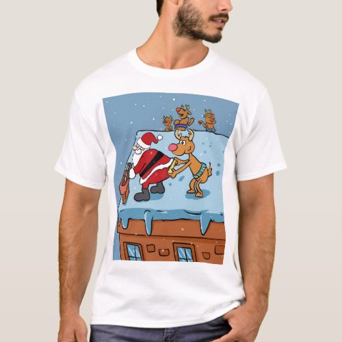 Comic cartoon Santa Claus christmas T_Shirt