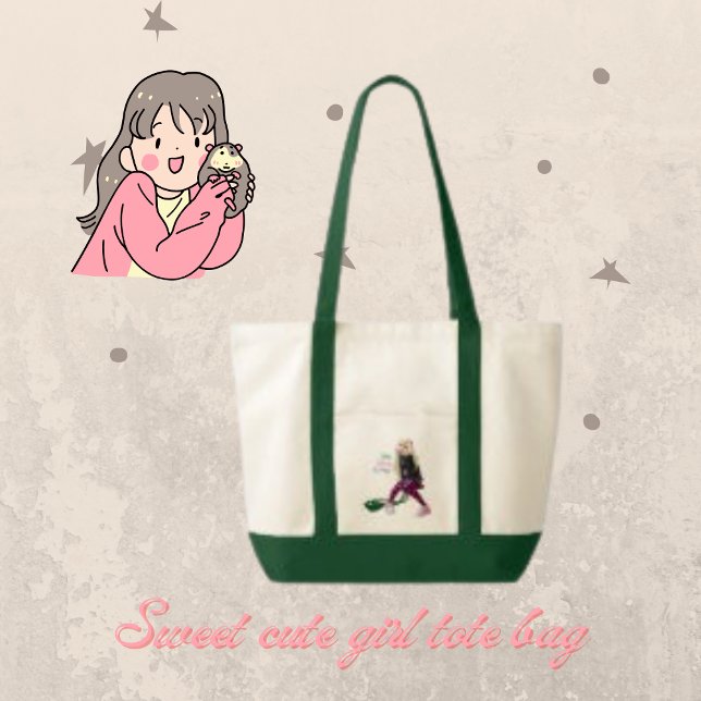 Comic Character, Simple Cute Girl Drawing Tote Bag (Creator Uploaded)