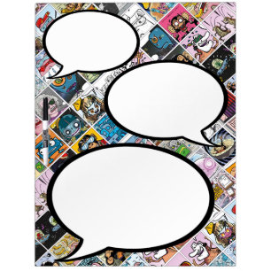 Comic Characters Colorful Pattern Speech Balloons  Dry Erase Board