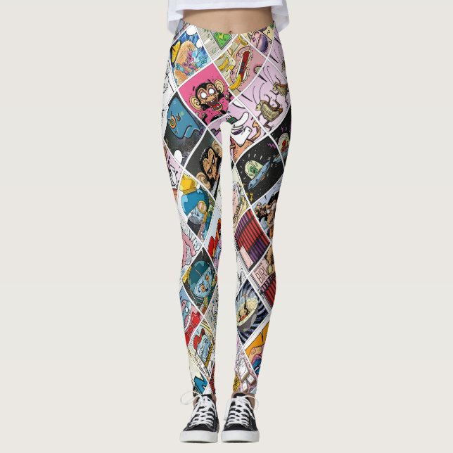 Comic Characters Cute Colorful Pattern Leggings (Front)